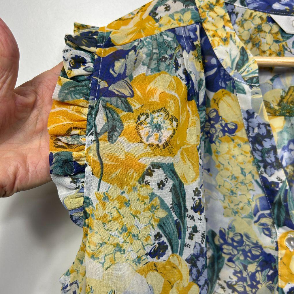 Capture Yellow Floral Blouse - Size 18