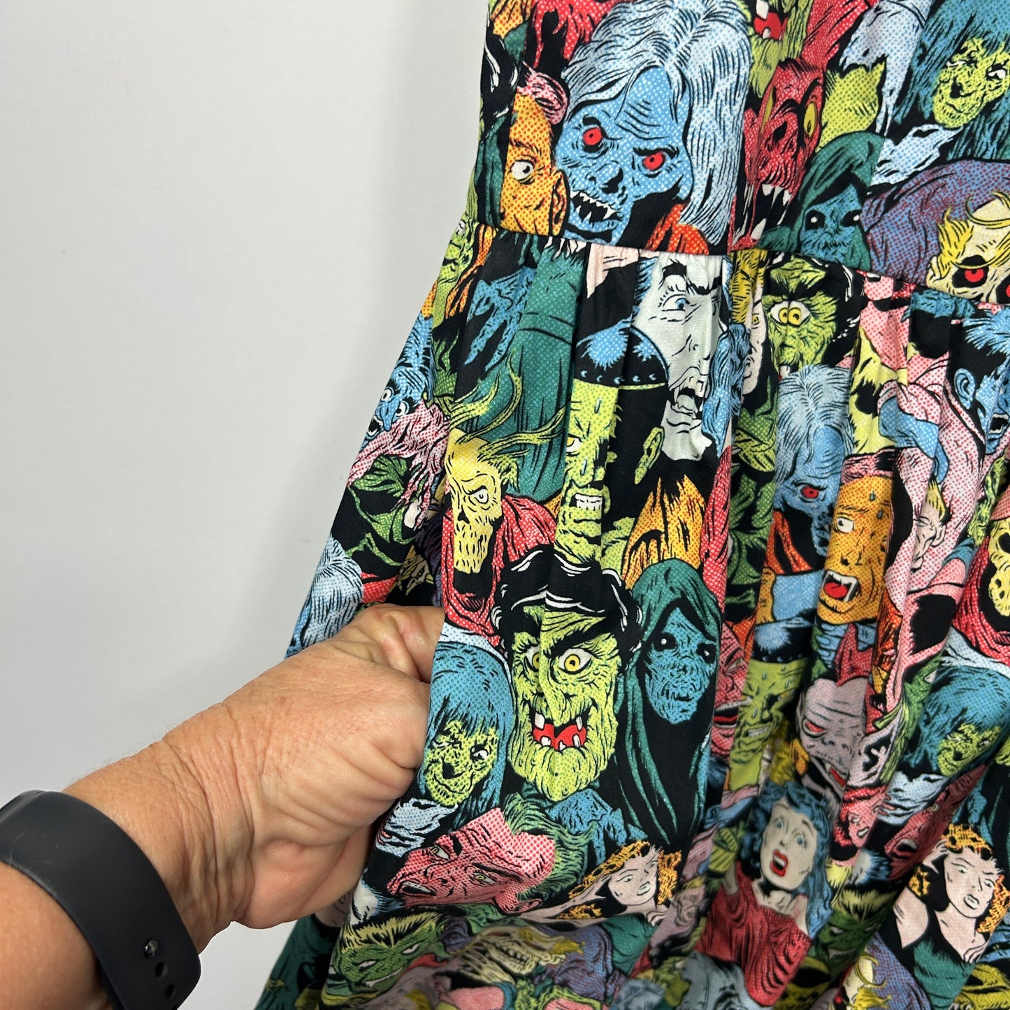 Black Friday Multicoloured Horror Comic Print Sleeveless Dress - Size 18