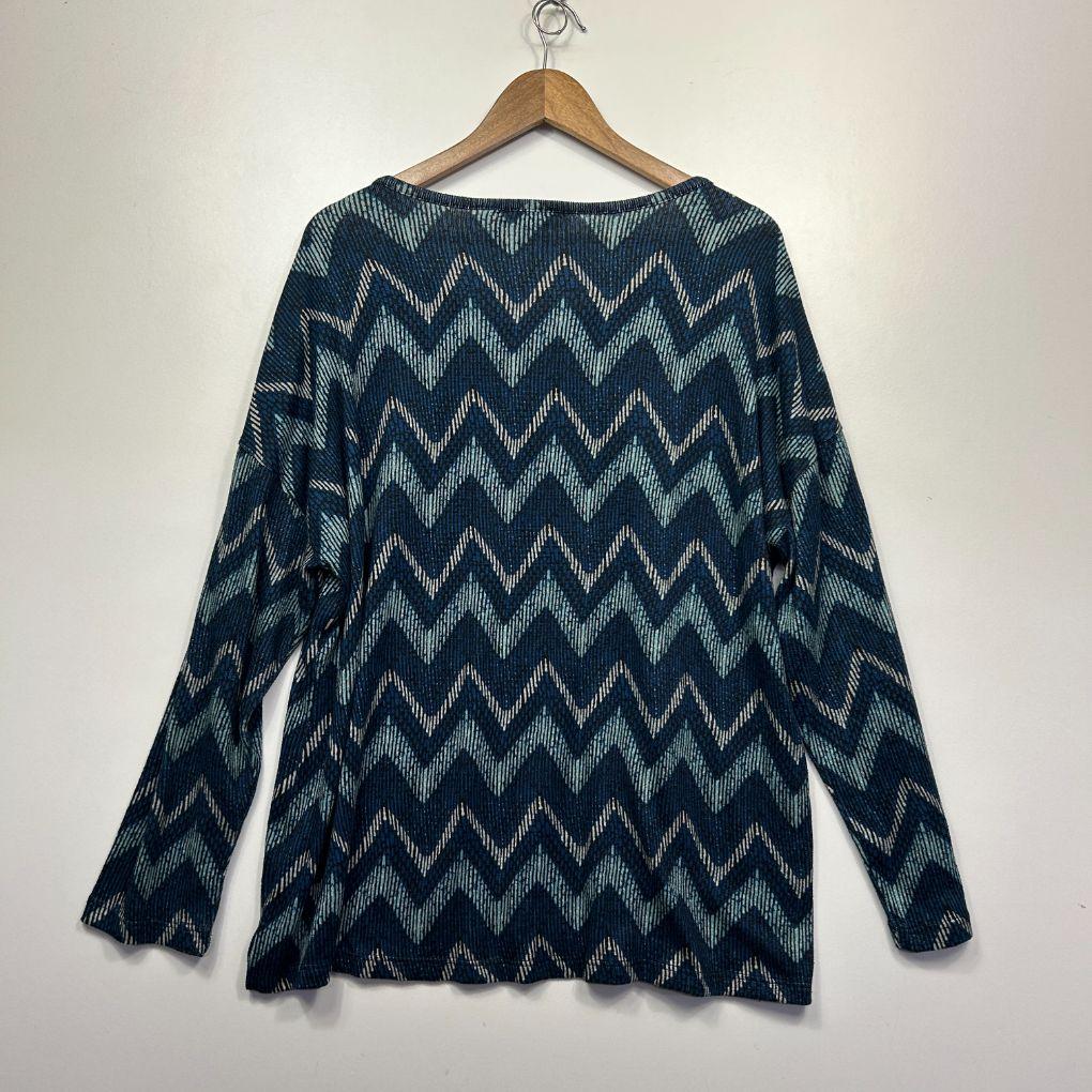 Millers Blue Chevron Long Sleeve Top - Size 20