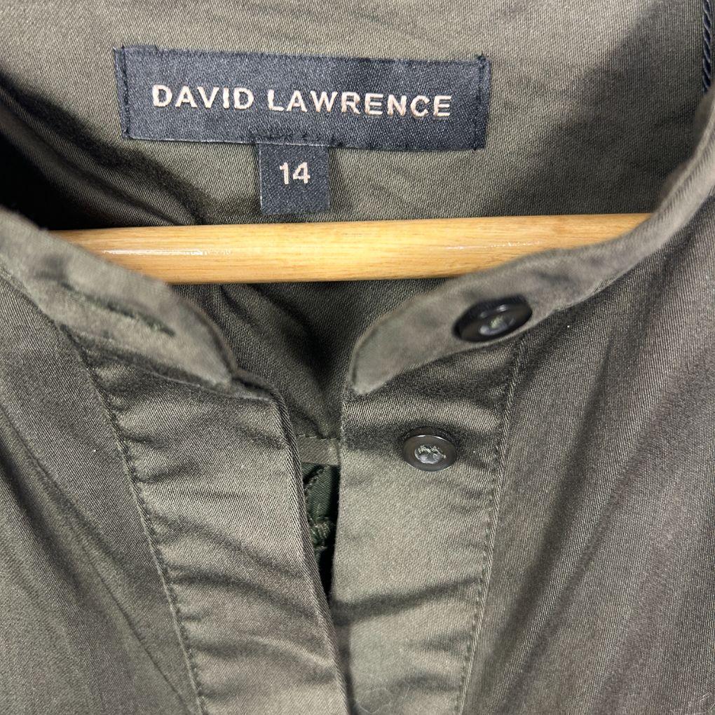 David Lawrence Olive Cotton Shirt Dress - Size 14