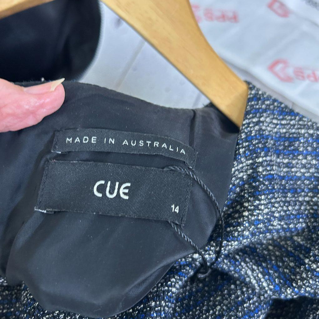 Cue Navy Cap Sleeve Dress - Size 14