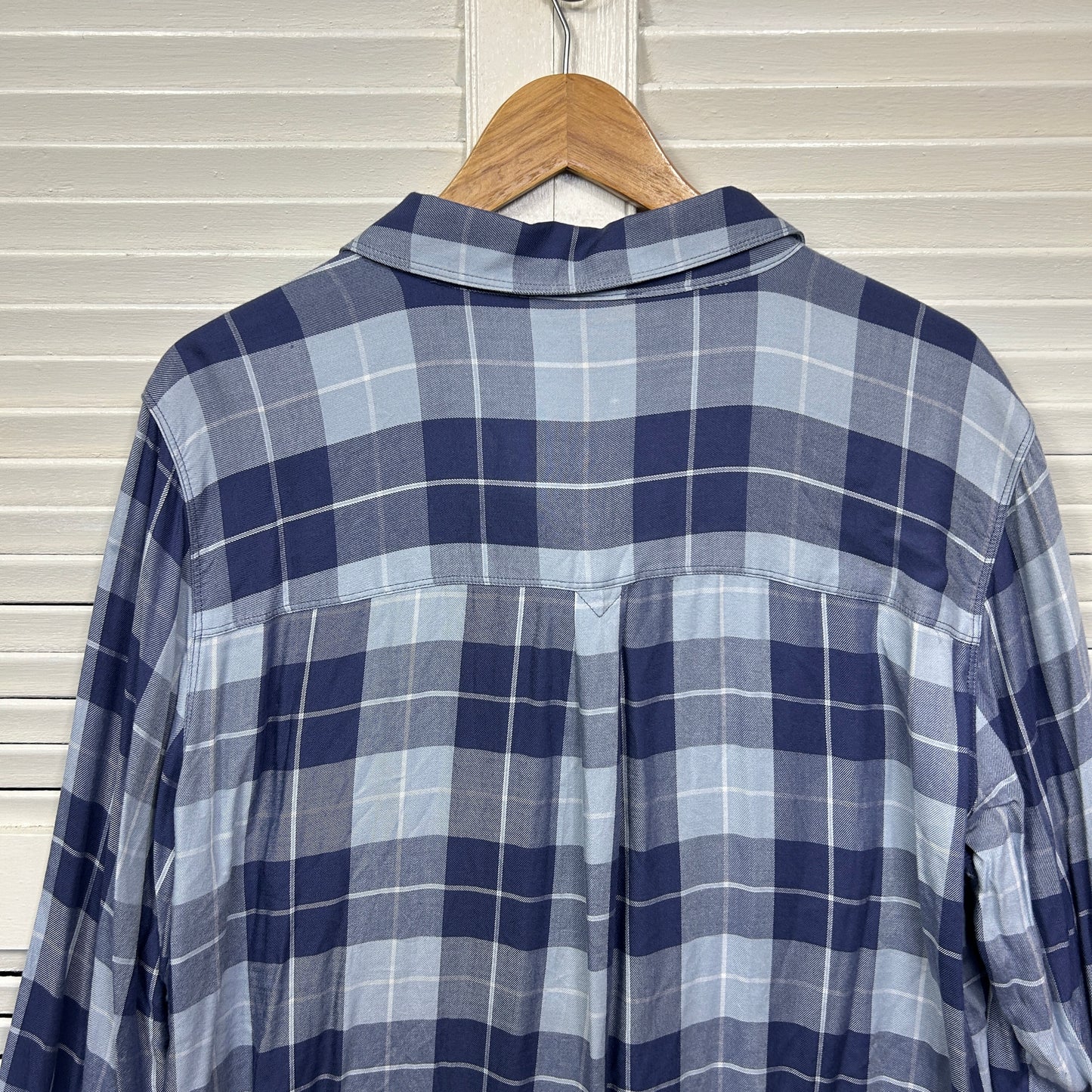 Just Jeans Top Size 16 Blue Check Snap Closure Long Sleeve Viscose