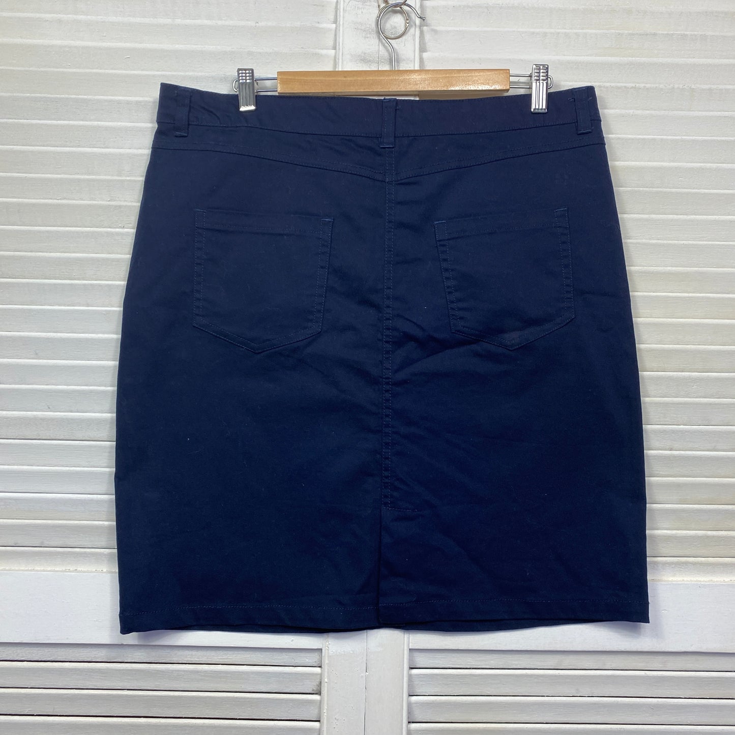 Rockmans Skirt Size 16 Blue Elastic Waist Pencil Knee Legnth