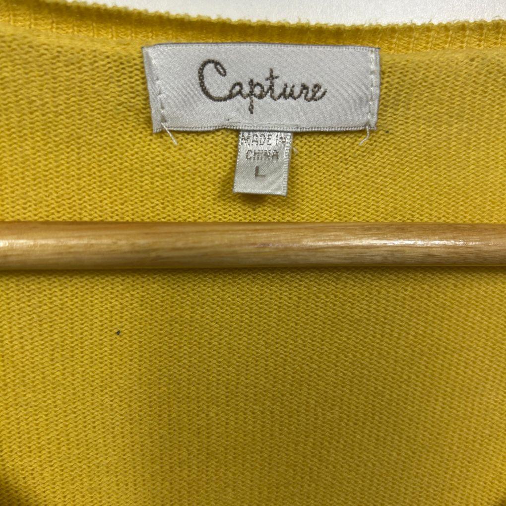 Capture Yellow Cotton Long Sleeve Cardigan - Size L