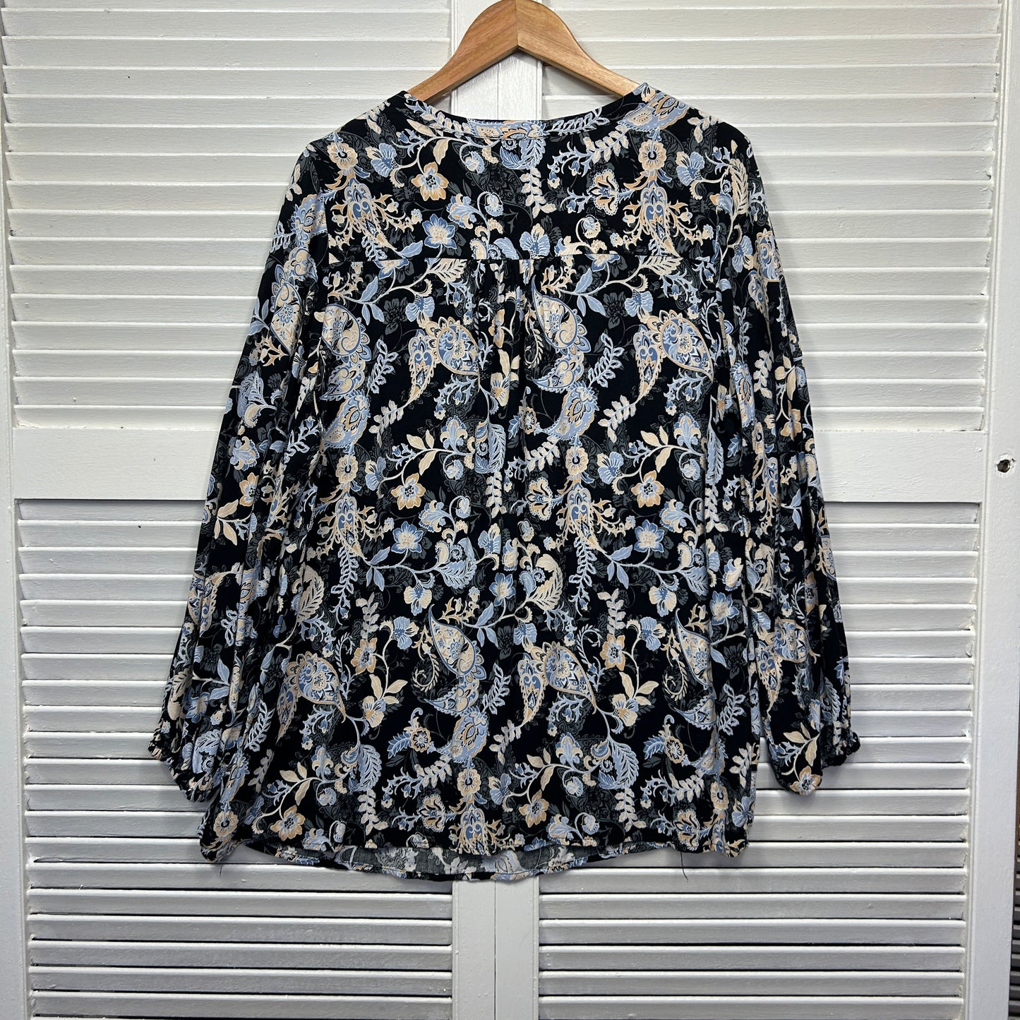 Katies Top Size 16 Multicoloured Long Sleeve Paisley Print Viscose