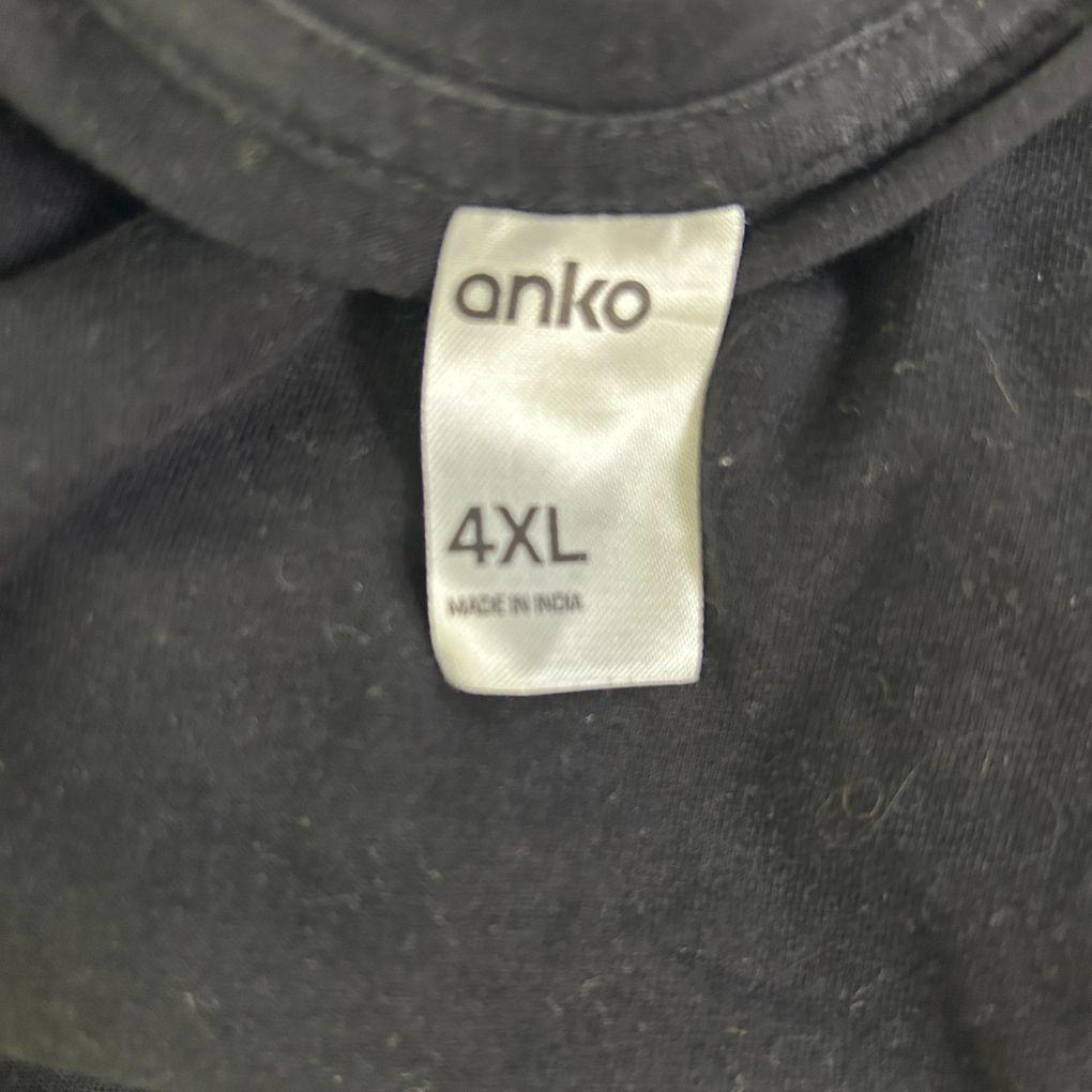 Anko Black Cotton V-Neck T-Shirt - Size 4XL