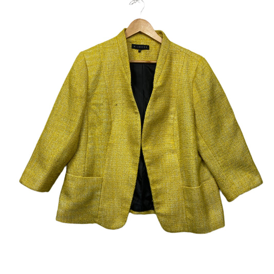 Mirrors Jacket Blazer Size 18 Plus Yellow Long Sleeve Wool Blend