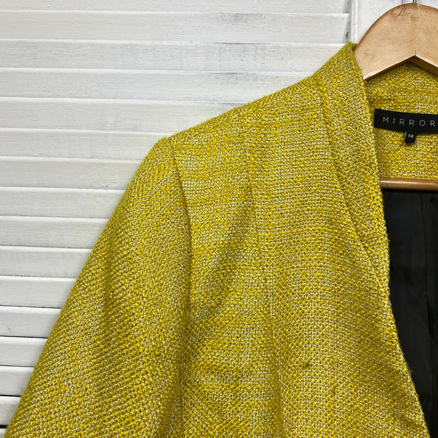 Mirrors Jacket Blazer Size 18 Plus Yellow Long Sleeve Wool Blend