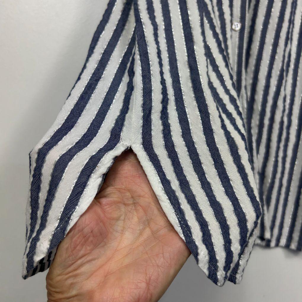 Suzanne Grae Blue White Stripe Cap Sleeve Dress - Size 14