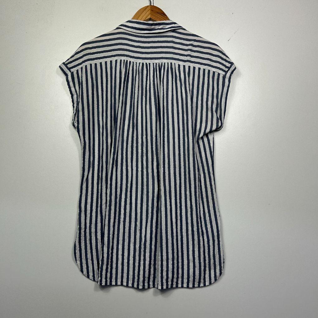 Suzanne Grae Blue White Stripe Cap Sleeve Dress - Size 14