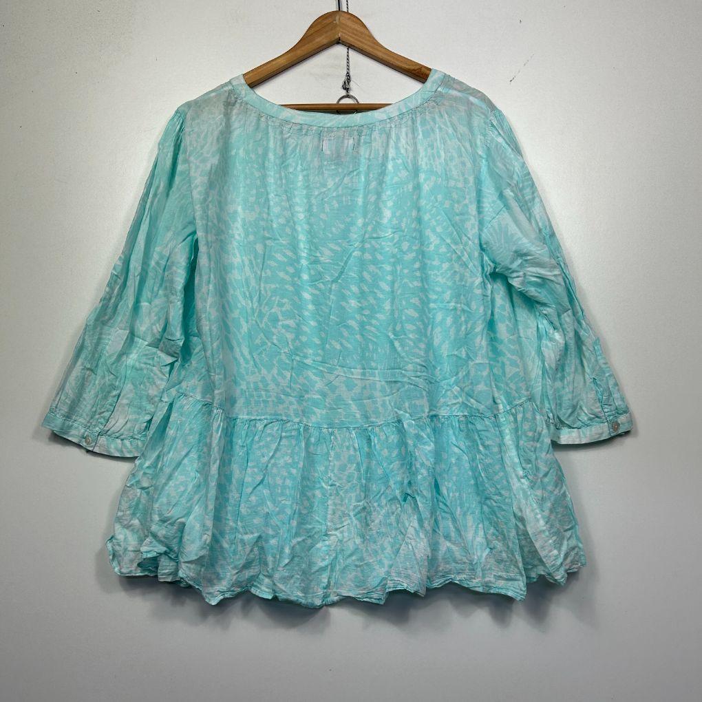 Nouvelle Woman Teal Cotton Top - Size 18