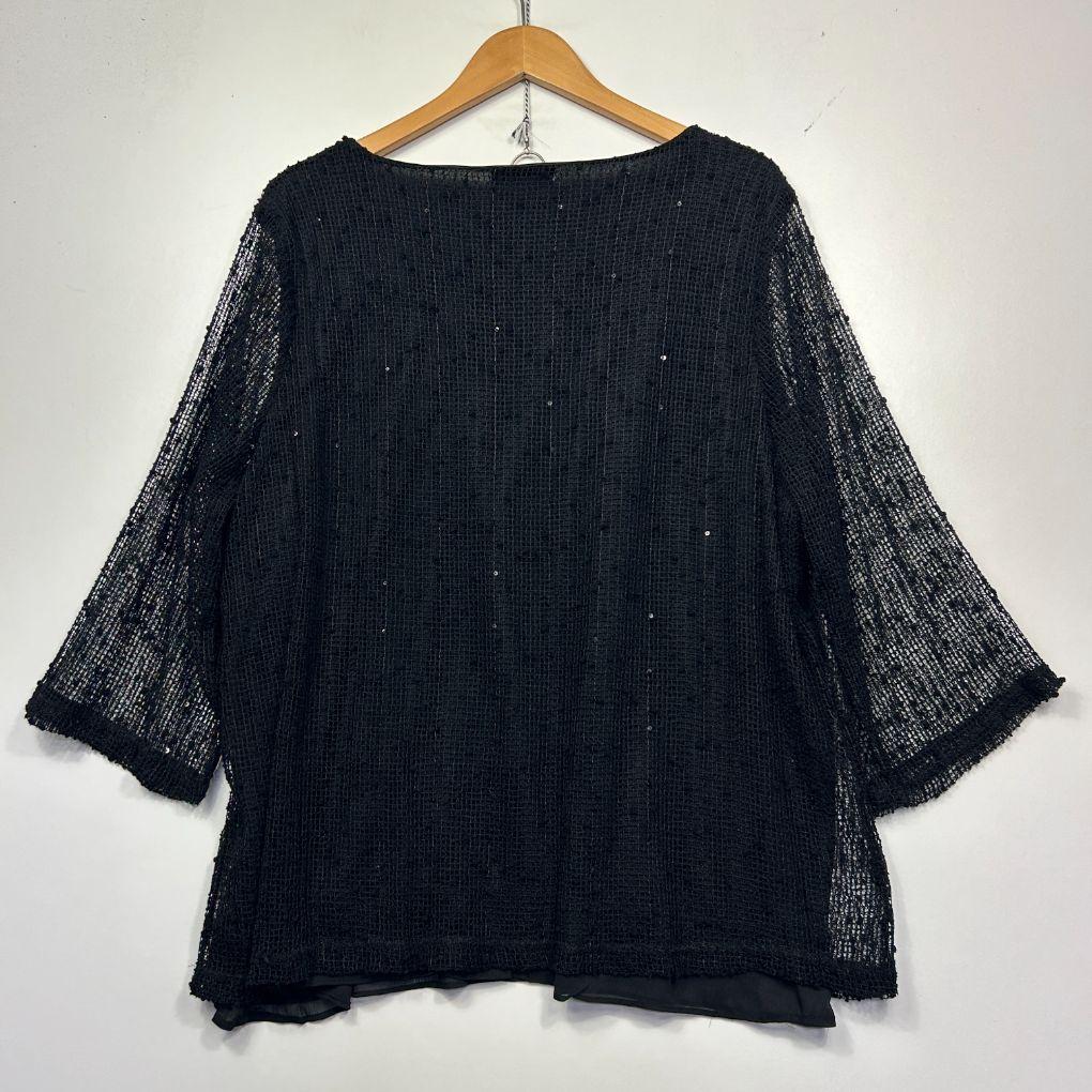 Millers Black Sequin Long Sleeve Top - Size 20