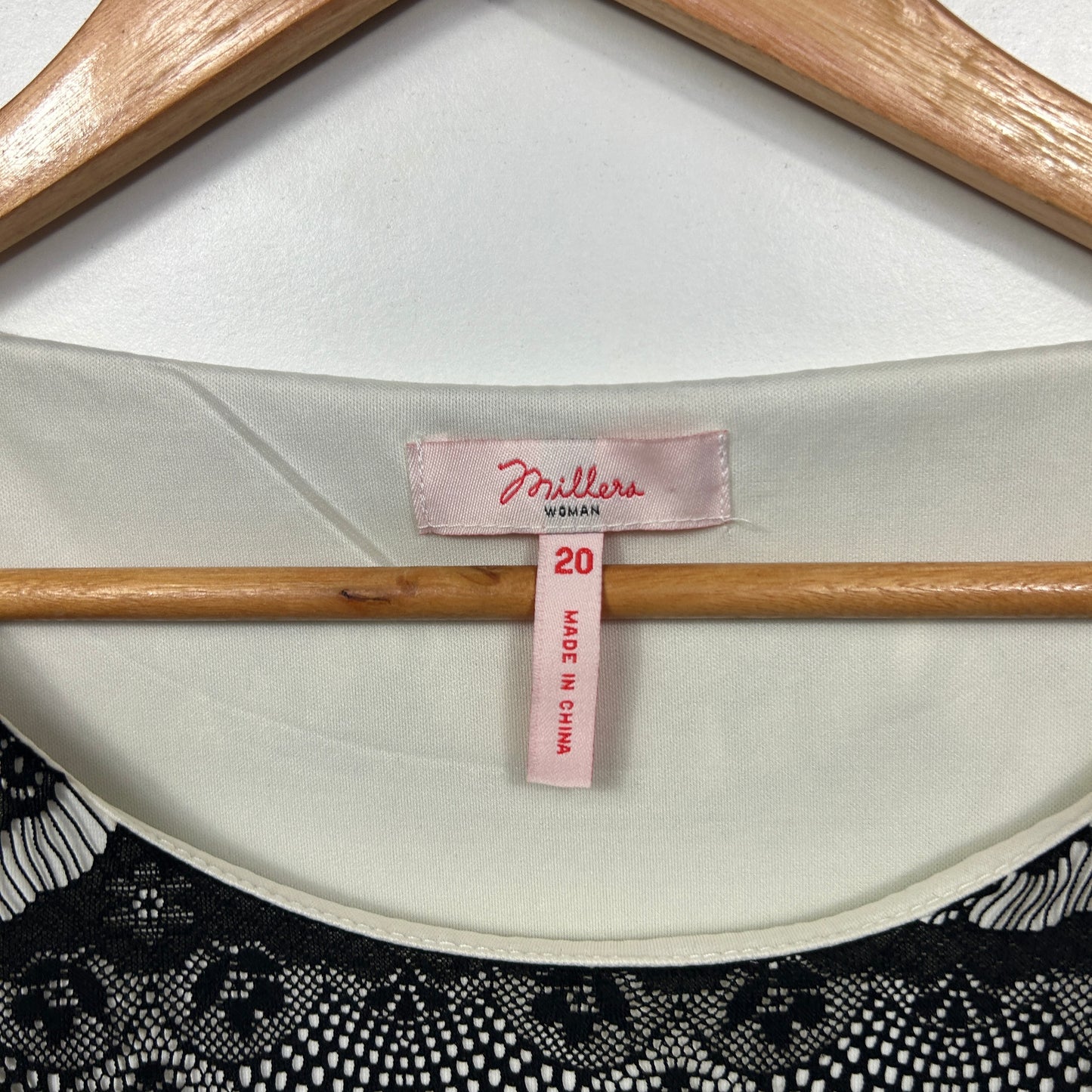 Millers Black Lace Overlay Top - Size 20