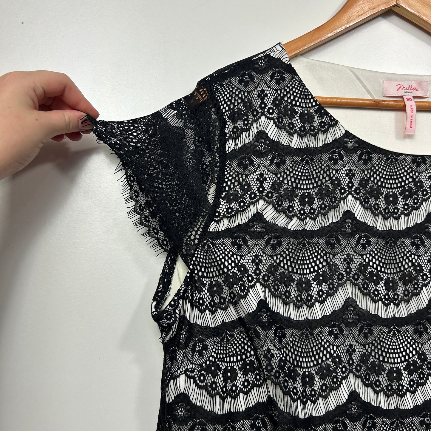 Millers Black Lace Overlay Top - Size 20
