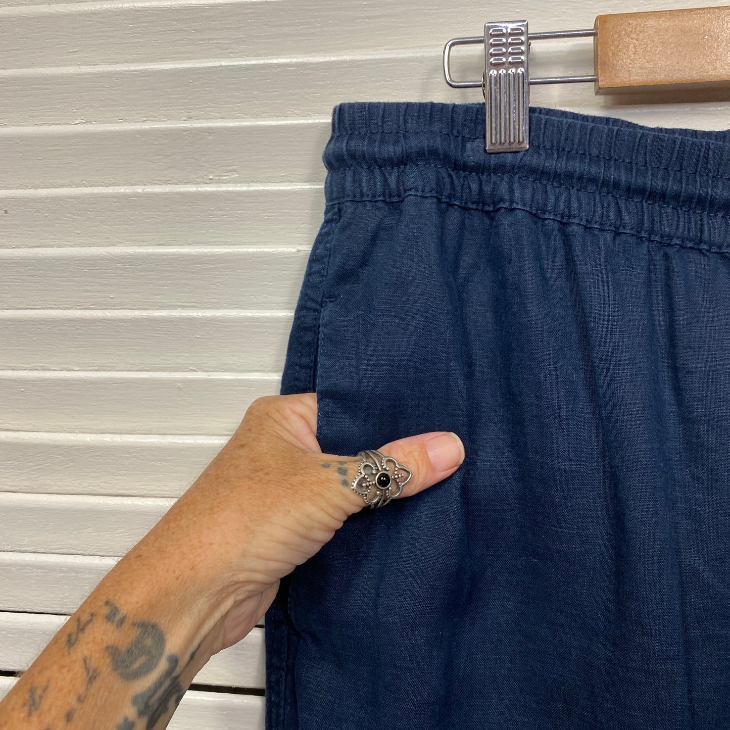 Target Linen Pants Size 14 Navy Pockets