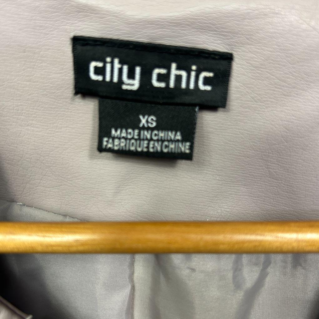 City Chic Cropped Moto Jacket - Size 14/XS