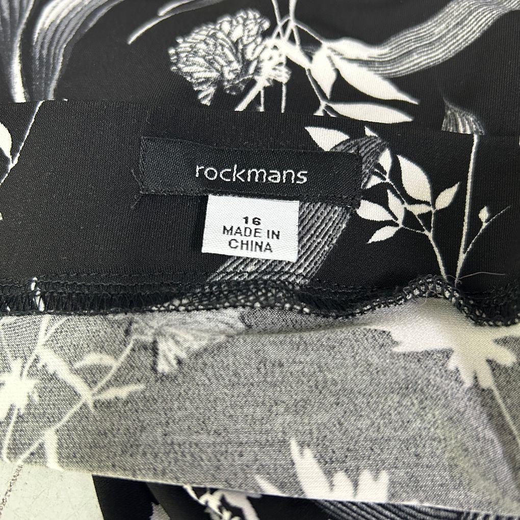 Rockmans Black Floral Skirt - Size 16