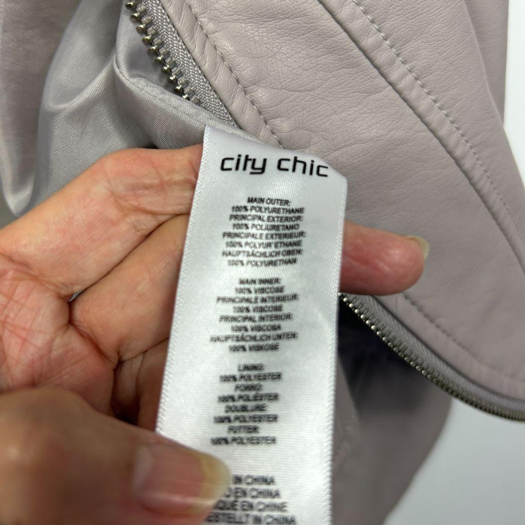 City Chic Cropped Moto Jacket - Size 14/XS