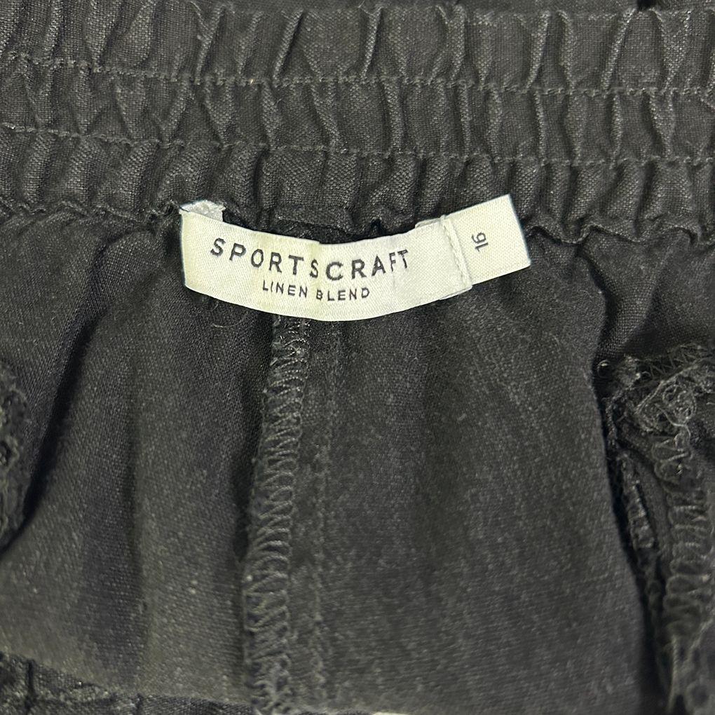 Sportscraft Black Linen Shorts - Size 16