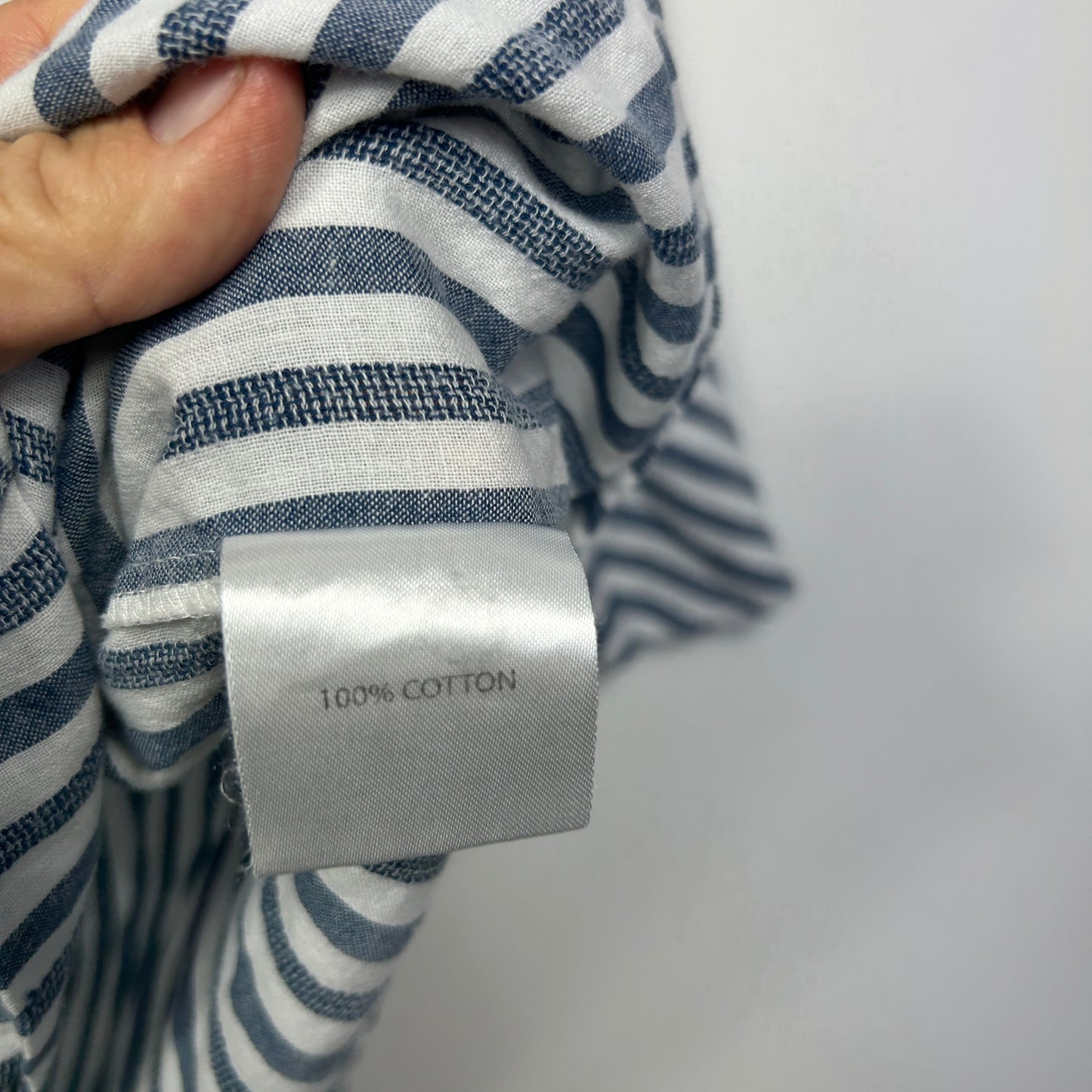 Millers Navy and White Striped Three-Quarter Sleeve Top - Size 14