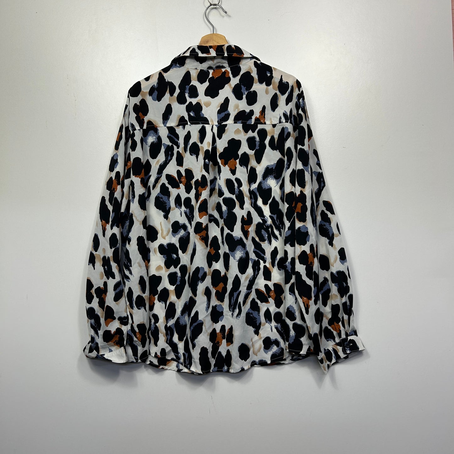 Boohoo White Multicoloured Abstract Print Long Sleeve Top - Size 22