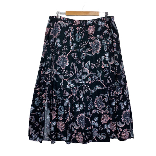 Rivers Maxi Skirt Size 14 Black Floral Elastic Waist