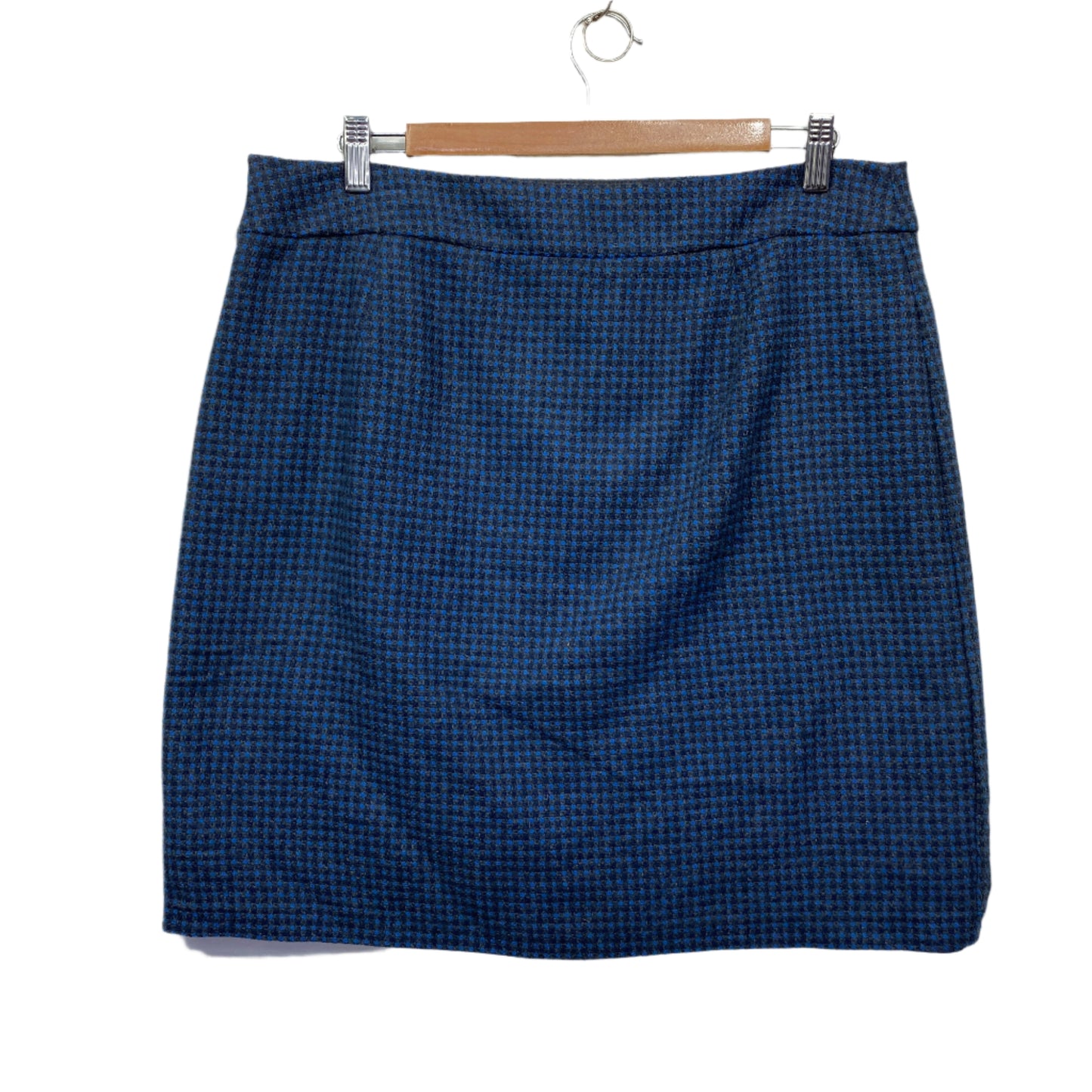 Ann Taylor Loft Skirt Size 14 Blue Pencil Wool Blend Check