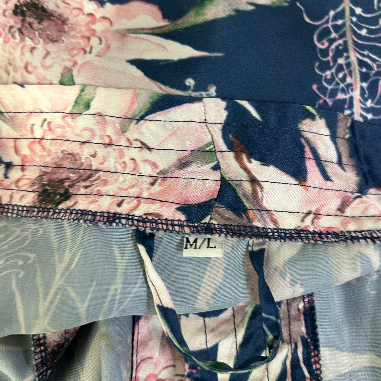 Multicoloured Floral Kimono Dressing Gown Robe - M/L