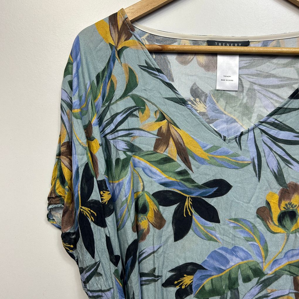Trenery Blue Floral Kaftan Dress - One Size