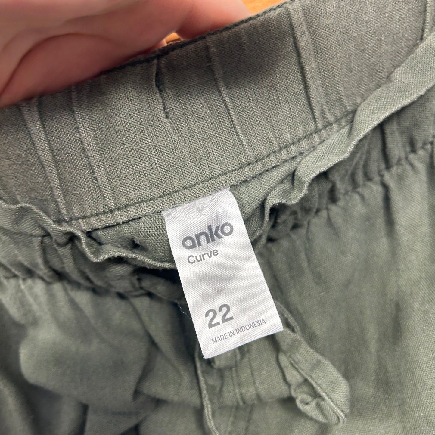 Anko Olive Green Linen Blend Pants - Size 18