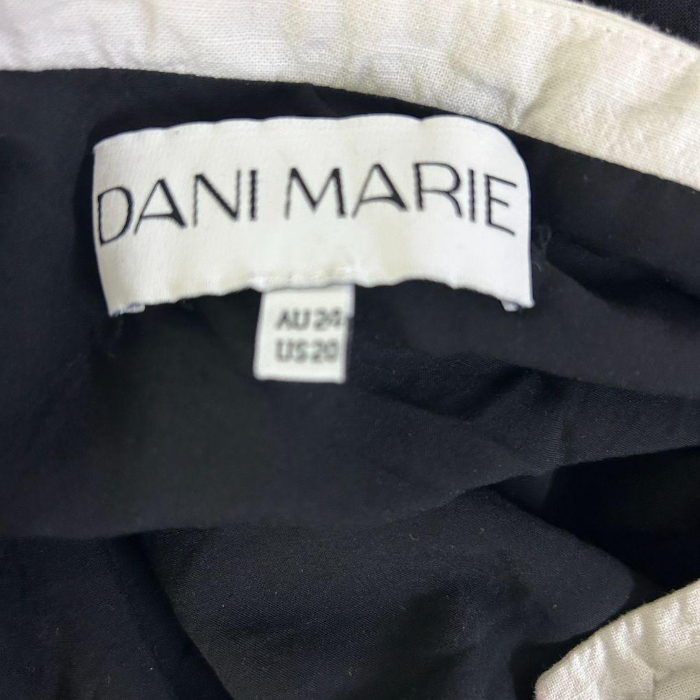Dani Marie Black Cotton Linen Midi Dress - Size 24