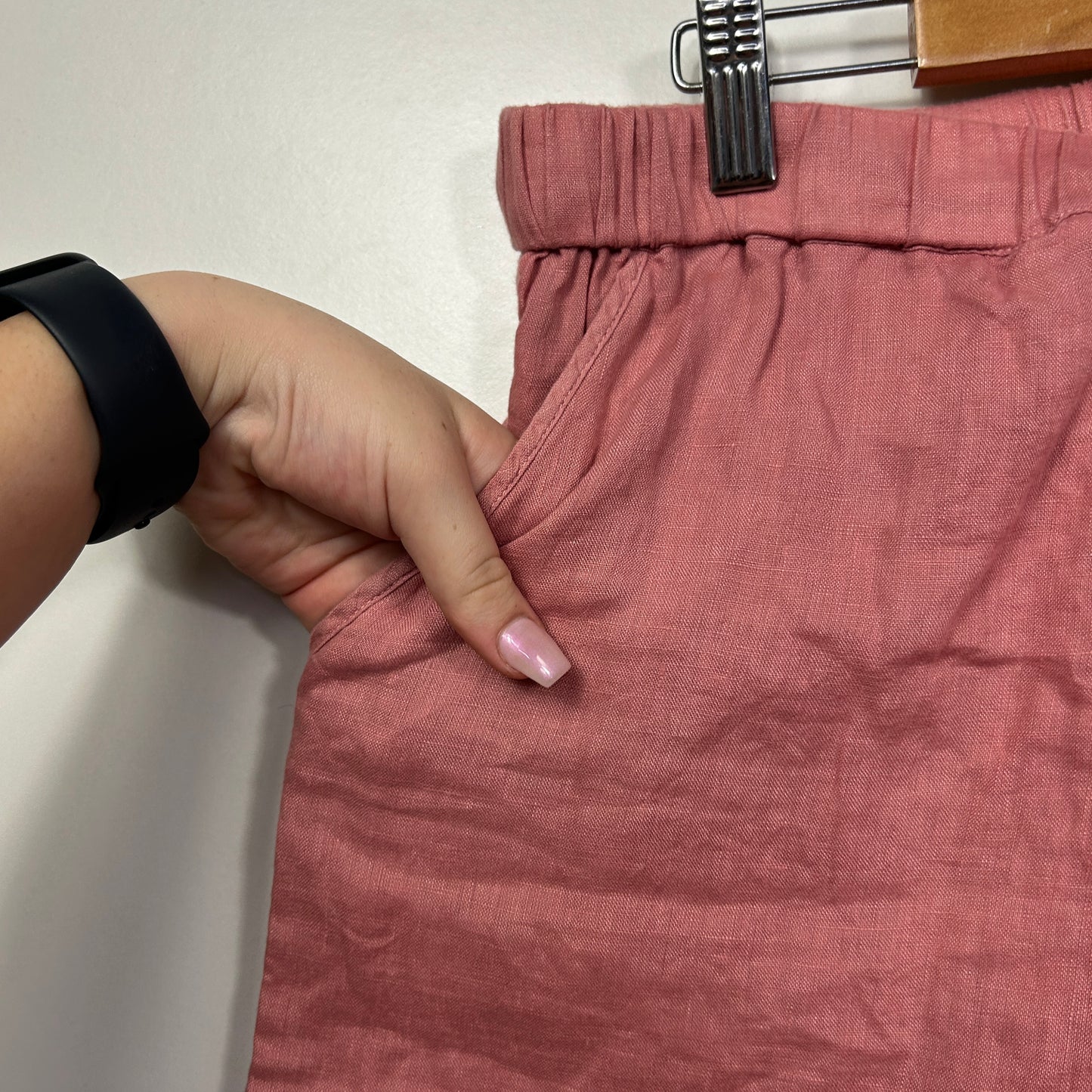 Sussan Dusty Rose Linen Blend Shorts - Size XL