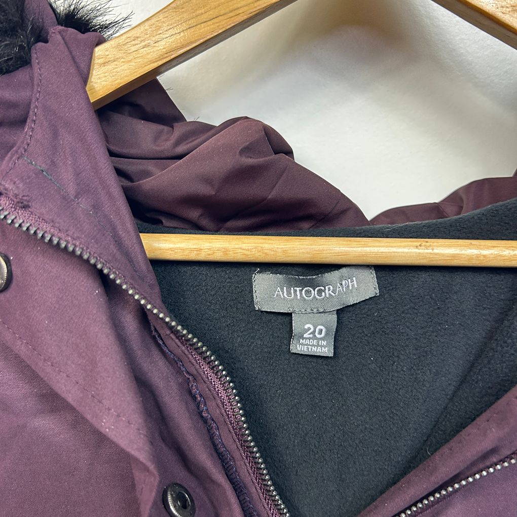 Autograph Purple Cotton Parka Jacket - Size 20