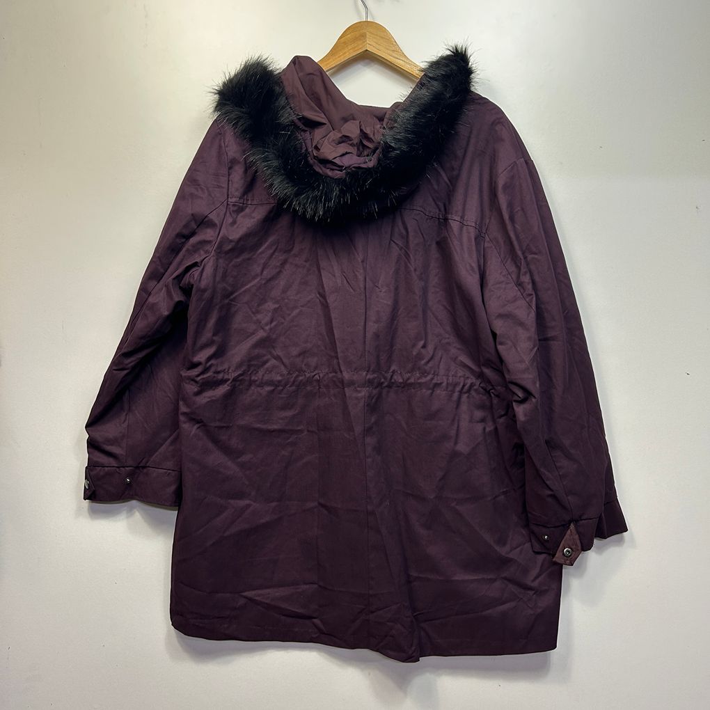 Autograph Purple Cotton Parka Jacket - Size 20