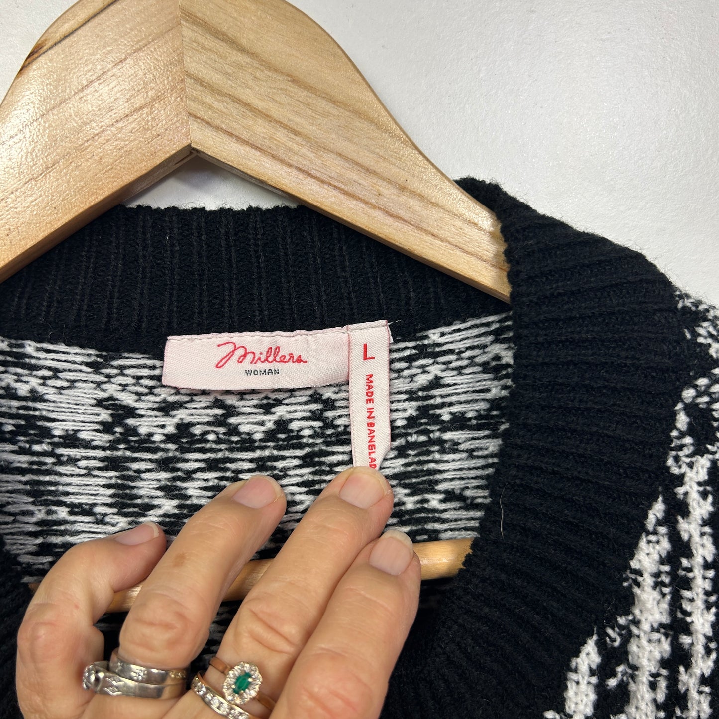 Millers Woman Black White Knit Cardigan Jumper - Size L