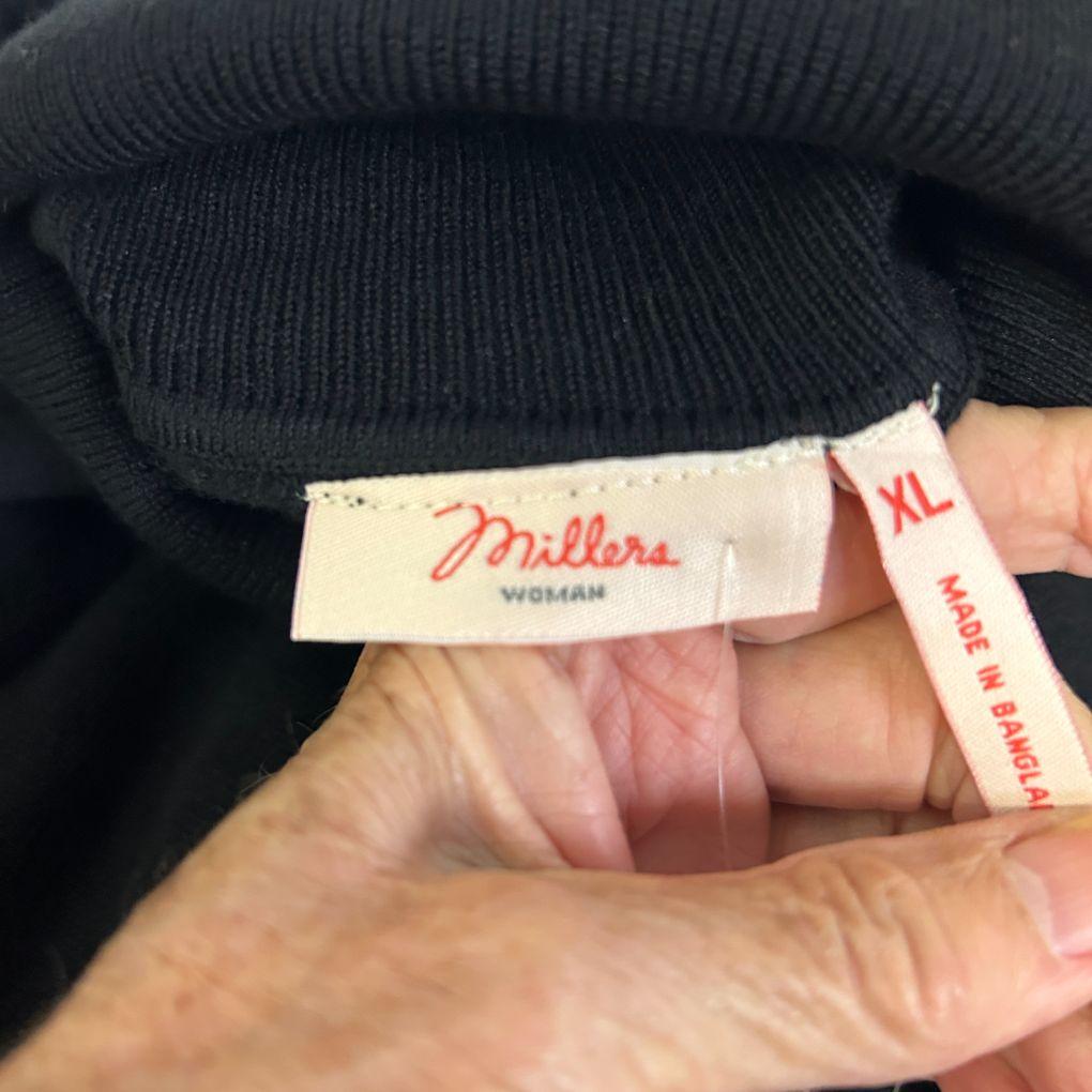 Millers Black Roll Neck Jumper - Size XL