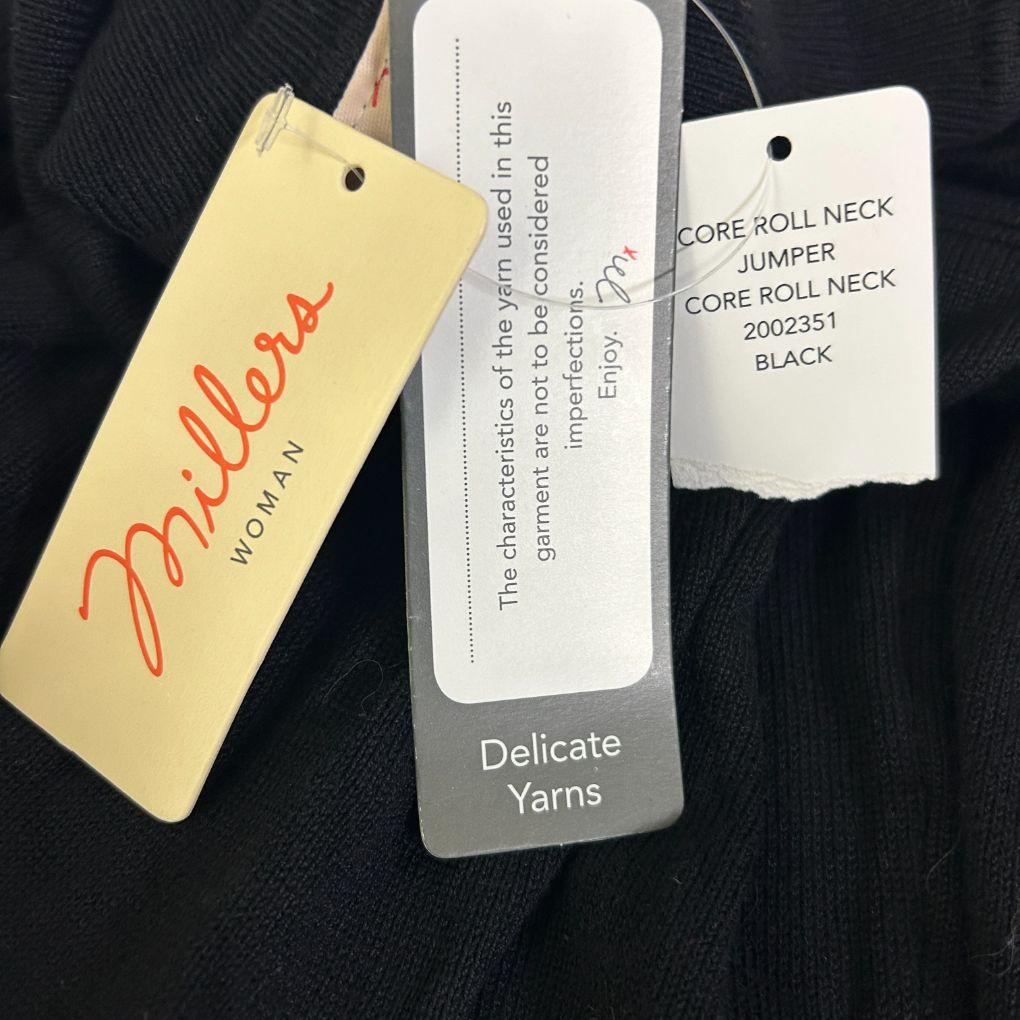 Millers Black Roll Neck Jumper - Size XL