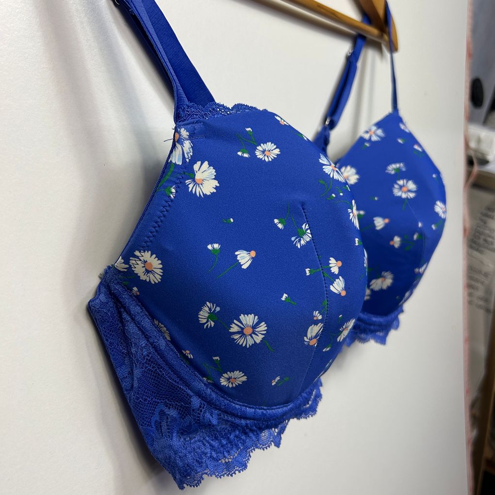 City Chic Blue Daisy Bra - Size 16DD