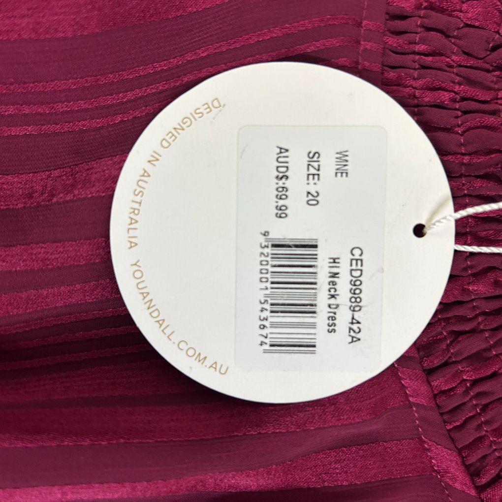 You+All Magenta Hi Neck Dress - Size 20