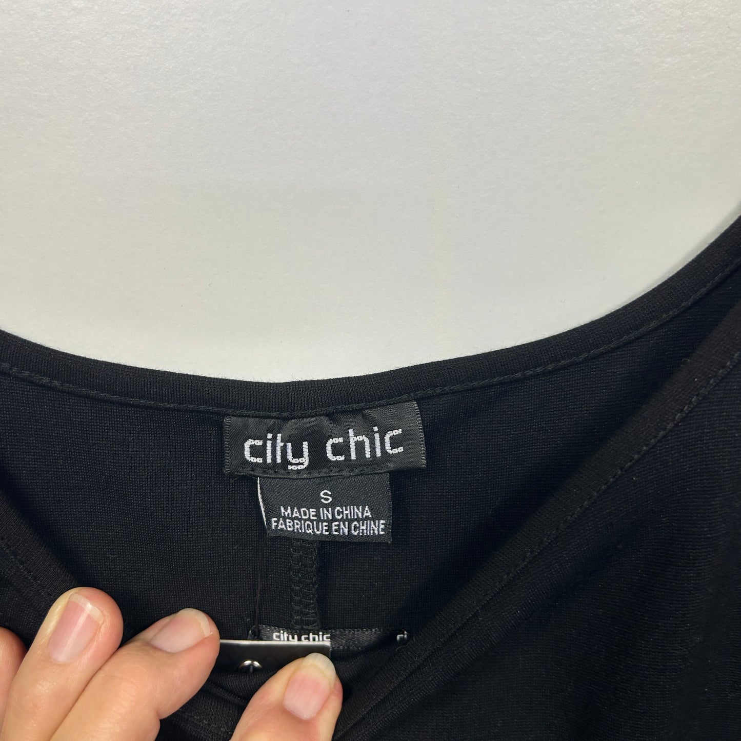 City Chic Black Textured Bodycon Dress - Size 16/S