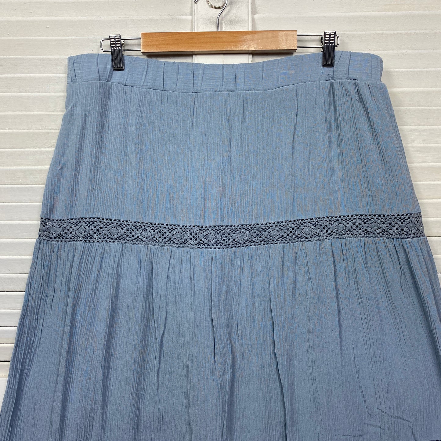 Capture Maxi Skirt Size 14 Blue Crochet Trim Midi Length Viscose