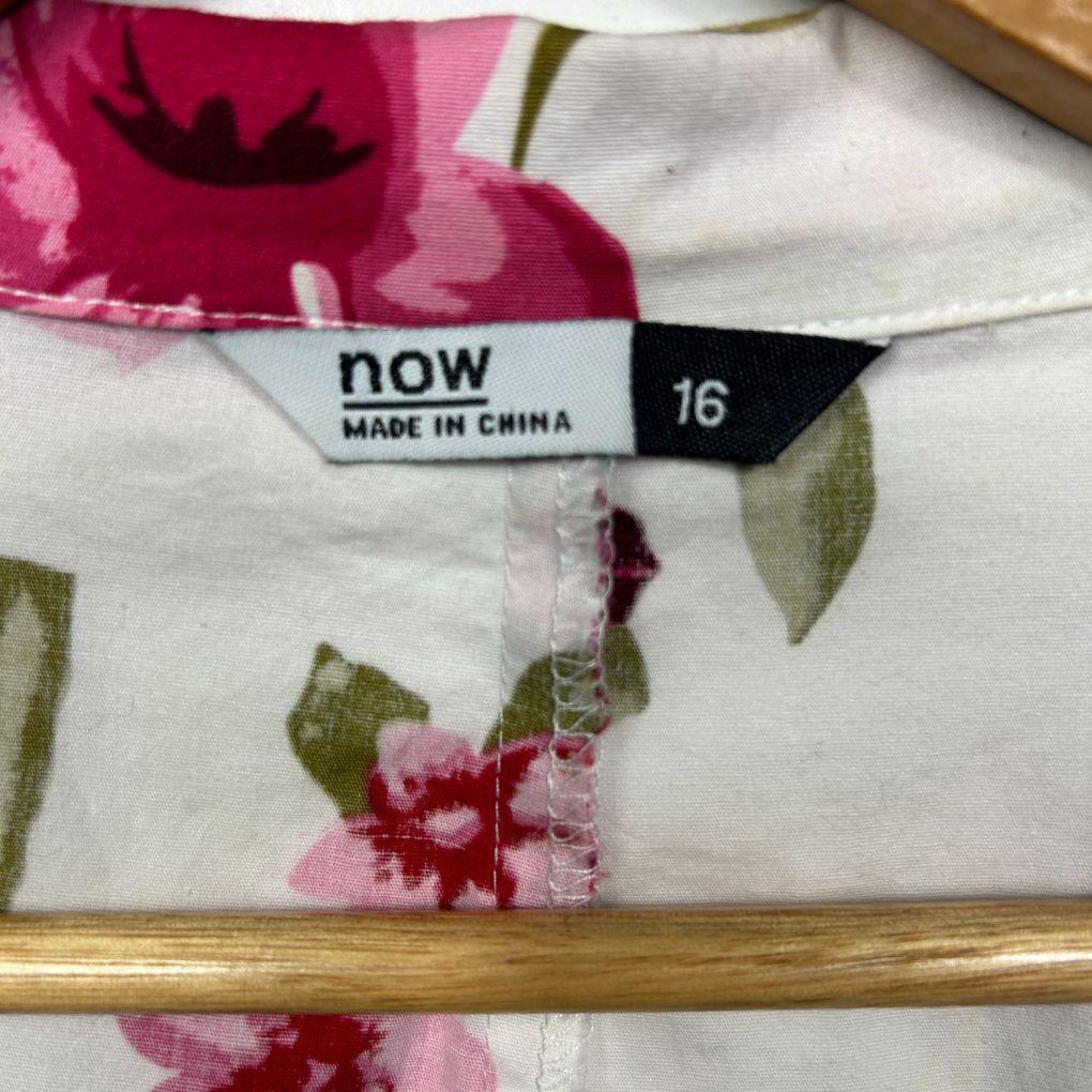 Now White Floral Cotton Sleeveless Top - Size 16