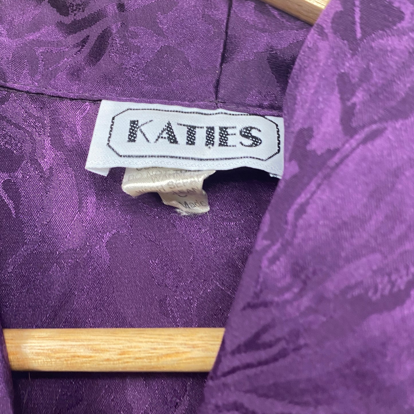 Vintage Katies Tops Size 14 Purple Button Up Shoulder Pads