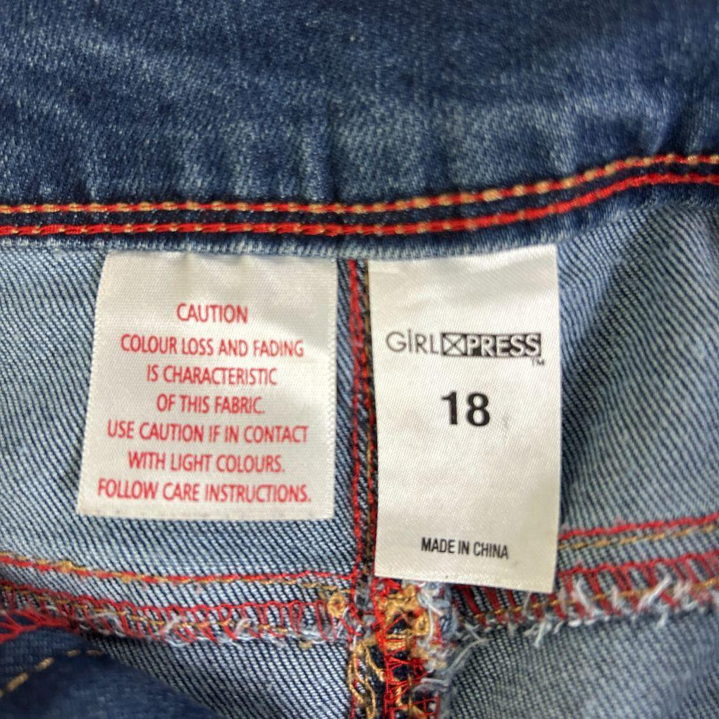 Girl Express Blue Denim Cotton Skirt - Size 18