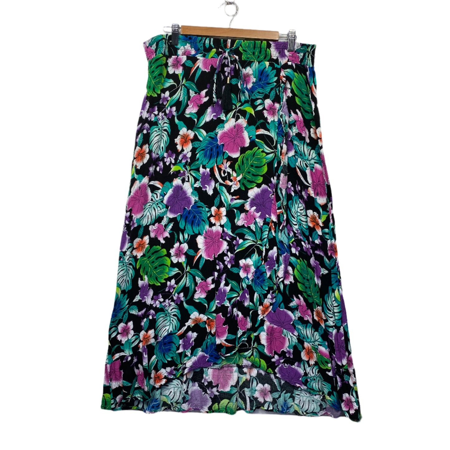 Rockmans Maxi Skirt Size 14 Multicoloured Floral Elastic Waist