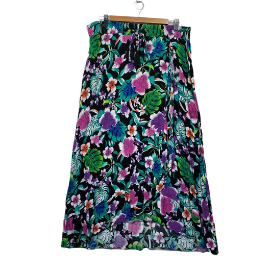 Rockmans Maxi Skirt Size 14 Multicoloured Floral Elastic Waist