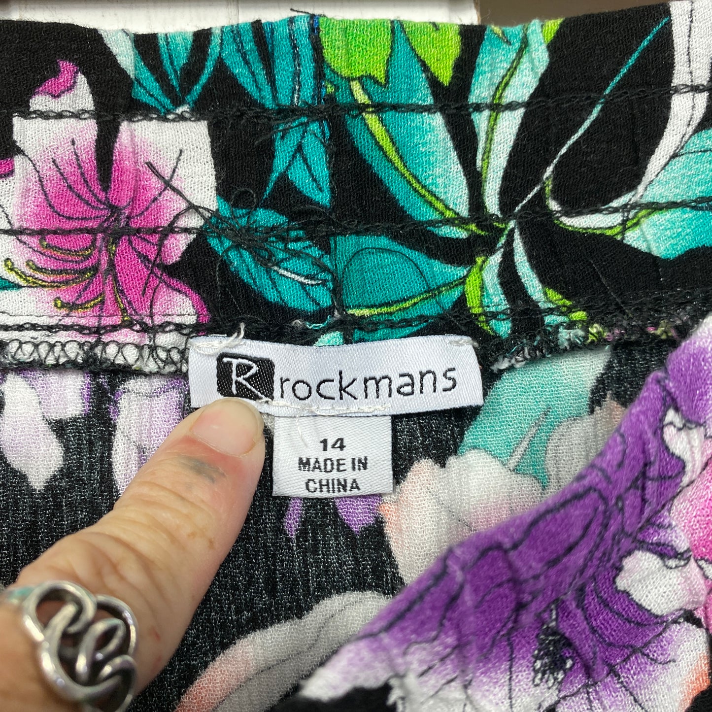 Rockmans Maxi Skirt Size 14 Multicoloured Floral Elastic Waist