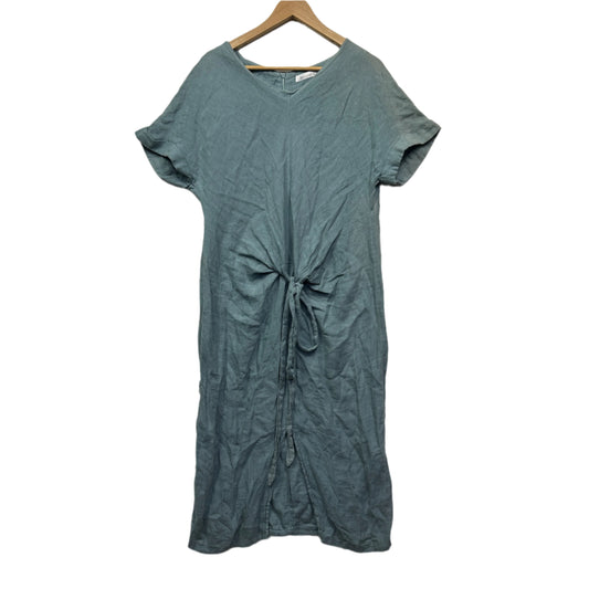 Brave + True Dress Size Large 100% Linen Short Sleeve Waist Twist