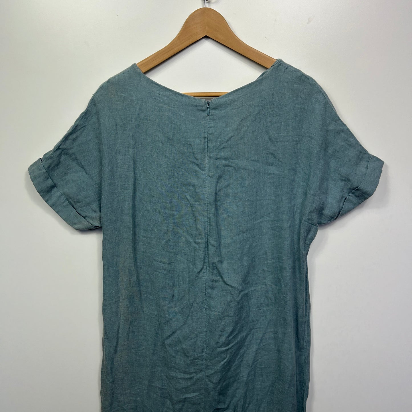 Brave + True Dress Size Large 100% Linen Short Sleeve Waist Twist