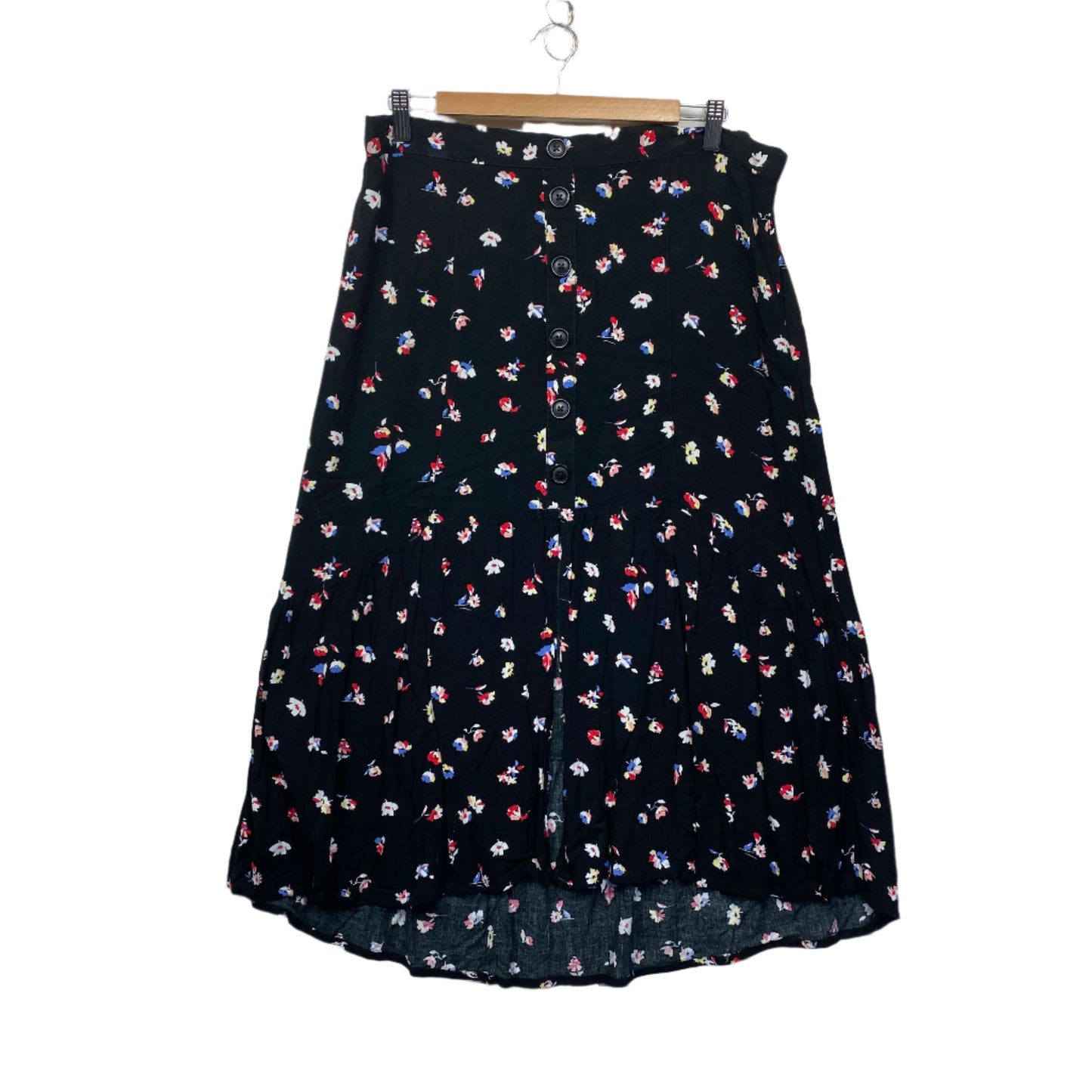 Anko Skirt Size 16 Plus Black Floral Midi Length Viscose